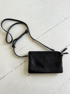 Leather duo zip bag / clutch
