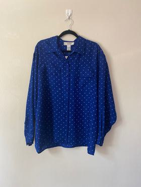 90s polka dot silk blouse