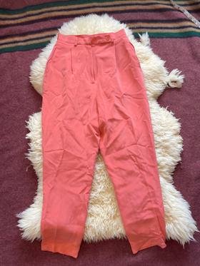 Coral Sueded Silk Trousers
