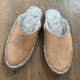 Wool lined house slippers