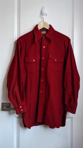 1940s Red Wool Button Down