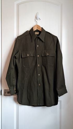 40s Olive Wool Gabardine Military Shir