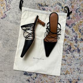 Lisa Mule Strappy Heels in Leather Nappa