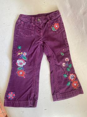 Embroidered Corduroy Pants