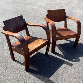 1940’s french wooden armchairs
