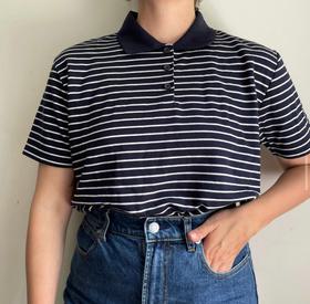 Striped collared henley