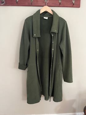 Olive hemp fleece trench coat