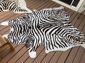 Large zebra printed genuine cow hide rug