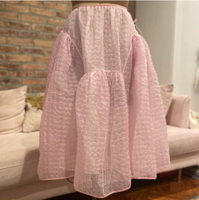 Pink Silk "Malika" Cloqué skirt