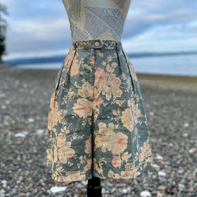 High Waisted Floral Linen Shorts