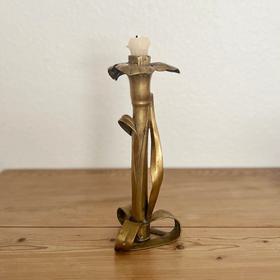 Antique French brass candlestick holder
