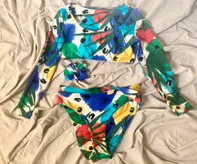Islander print swimsuit set w/scrunchie