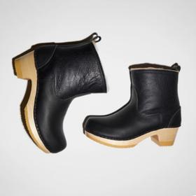 5" Pull On Shearling Clog Boot, mid heel