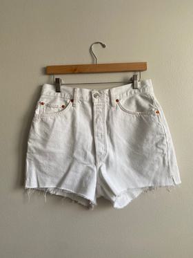 White Denim Frayed Shorts