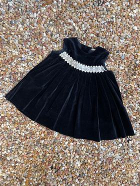 Black Velvet Dress with lace trim.