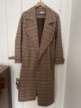 Oversized trench-multi plaid