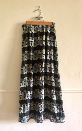 floral silk maxi skirt