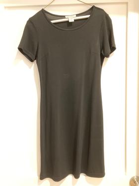 Black rayon short sleeve mini dress