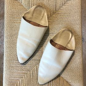 White Faux Leather Slide On Mules Flats