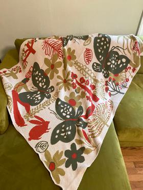 Butterfly Flax Throw Blanket