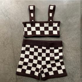 Knit Checkerboard Shorts + Top