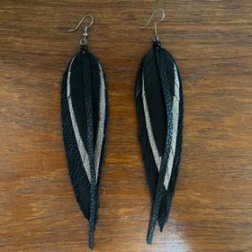 Leather layered earrings