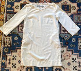 Long Sleeve White Linen Mini Dress
