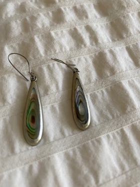 Silver abalone dangle earrings