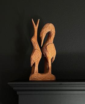 Handmade carved wood birds