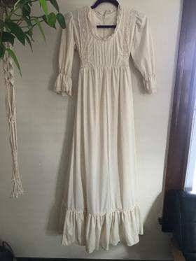 70s cream maxi dress