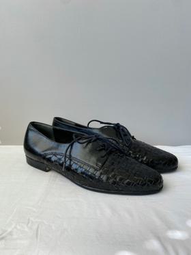 Woven Leather Lace Up Oxfords