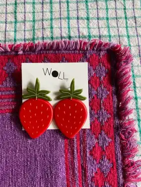 Large Resin Strawberry Earrings