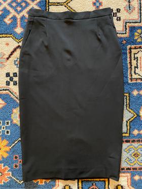 Black Wool Formal Mini Skirt