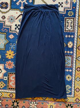 Dark Blue Cotton Long Tube Skirt
