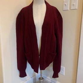Red Hand Knit Open Cardigan
