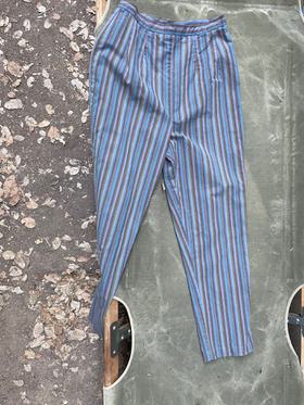Striped High Waist Slim Cotton Pants