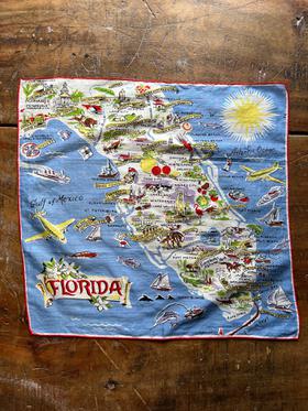 1960s Vintage Florida Souvenir Scarf
