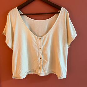 Raw Silk Button Front Top