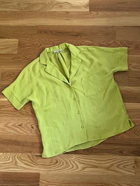 Lime Green Short Sleeve Button Up