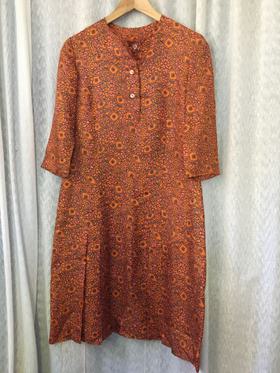 60s French Silk Pleated Drop-Waist Dress