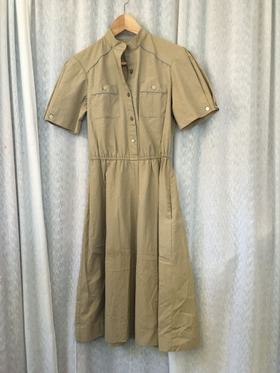 70s Khaki Safari Shirt Dress