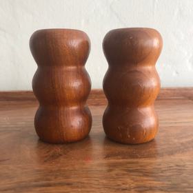 Wooden Wiggle Salt and Pepper Shakers