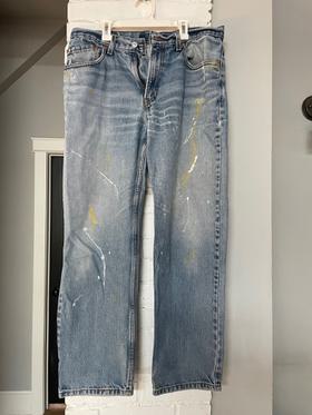 Denim jeans with paint marks