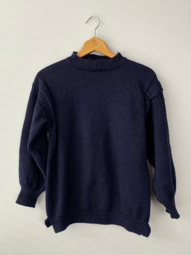 Navy Wool Sweater w/ Shoulder Detail