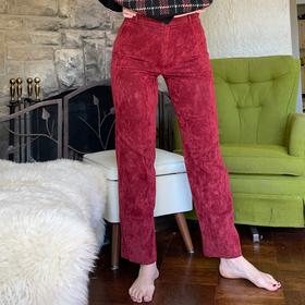 ‘70s faux suede red pants