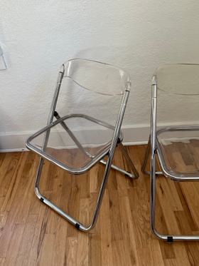 2 Clear Acrylic Lucite Folding Chairs