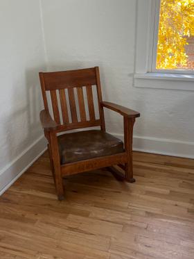 Wood & Leather Rocking Chair
