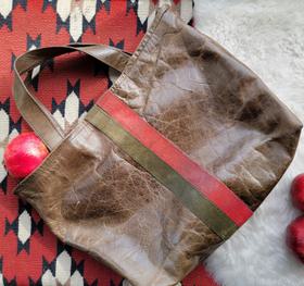 Kim Leather & Suede Stripe Handbag