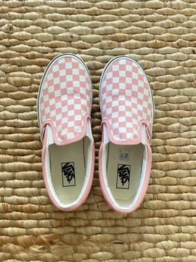 Pink Checkered Slip On sneakers