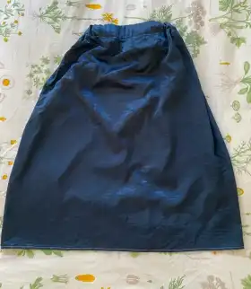 Dark Blue Silky Elastic Waist Skirt